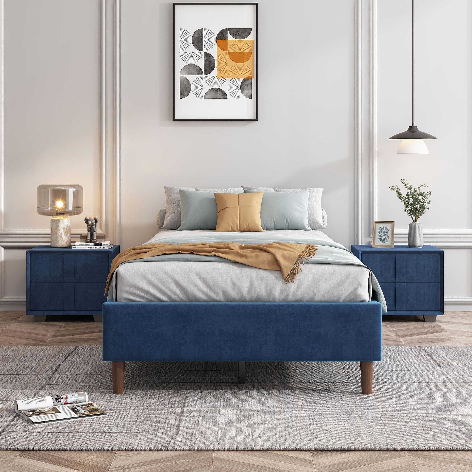 DREAMO Bed Base Blue Single