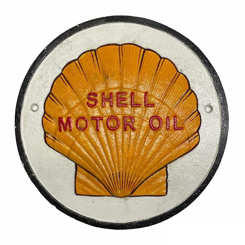 Shell Motor Oil Clam Circle Cast Iron Sign