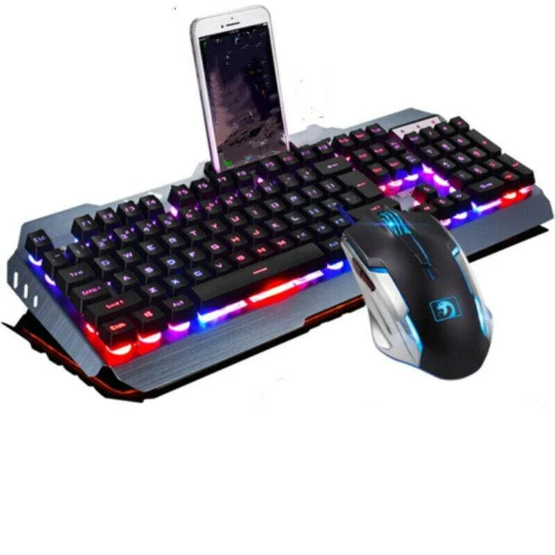 USB Gaming Keyboard Gamer Mouse Set For PC Laptop Mac LED White Backlit