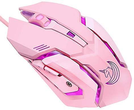 Pink Gaming Mouse Silent Click