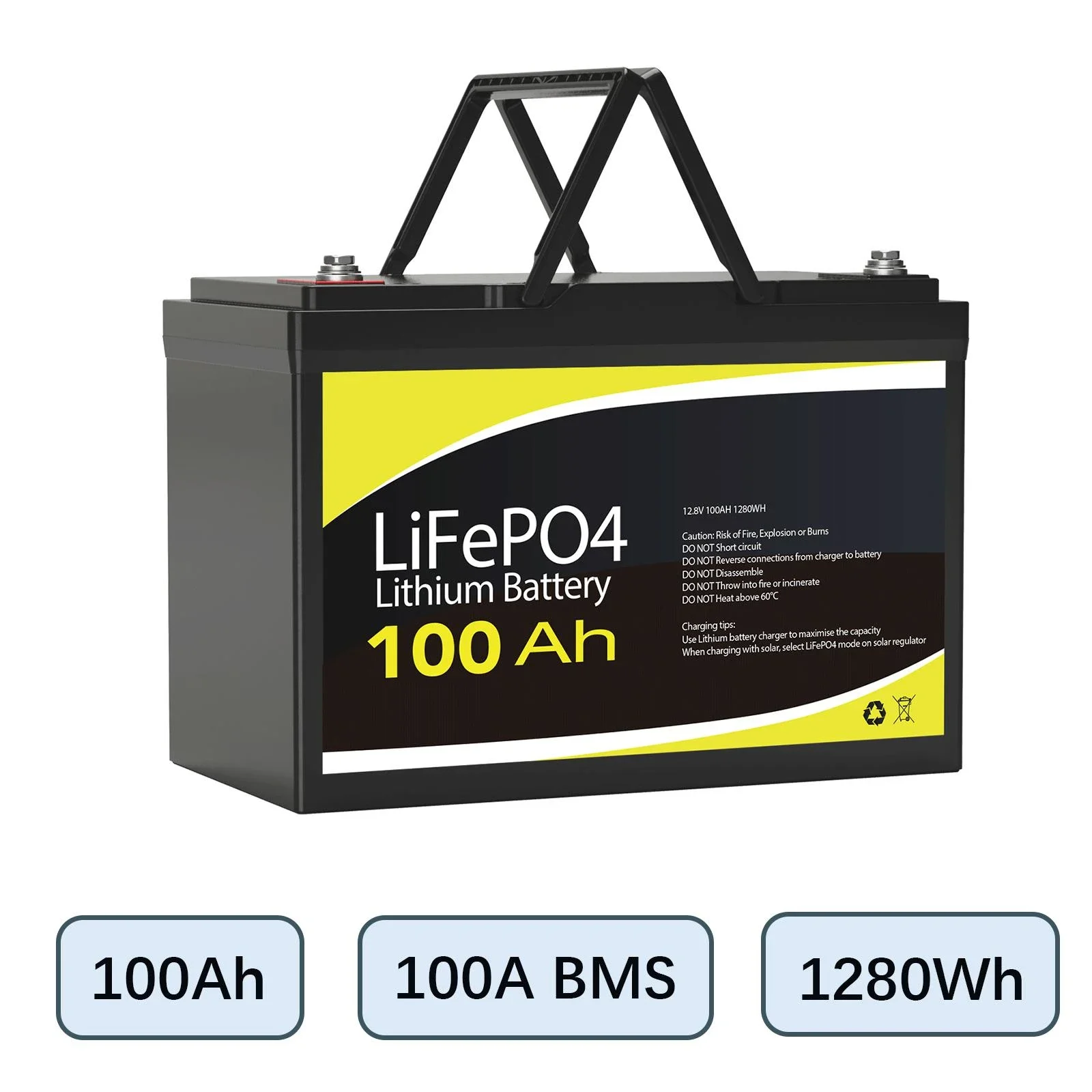 12V Lithium Battery 100Ah Rechargeable Deep Cycle 4WD Solar Boat RV Camping
