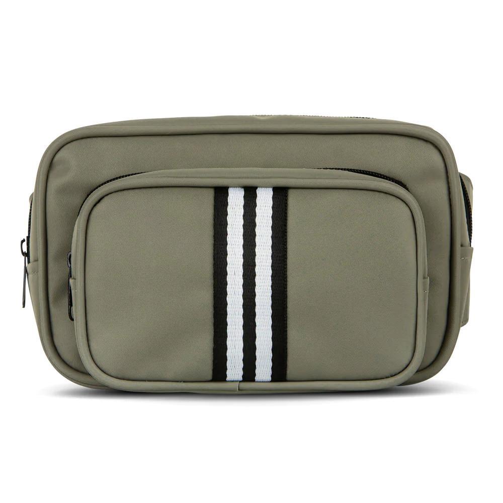 Punch Neoprene Premium Nylon Bum Bag Fanny Pack w Striped Strap Olive Green