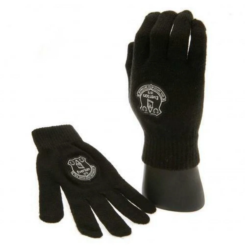 Everton FC Knitted Gloves (Black) (One Size)