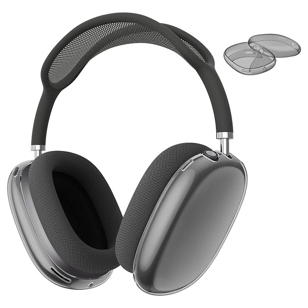 FancyGrab 2pcs Headphone Clear Case Shockproof Full Cover Protector for Apple AirPods Max Black