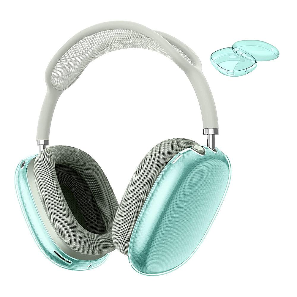 FancyGrab 2pcs Headphone Clear Case Shockproof Full Cover Protector for Apple AirPods Max Green