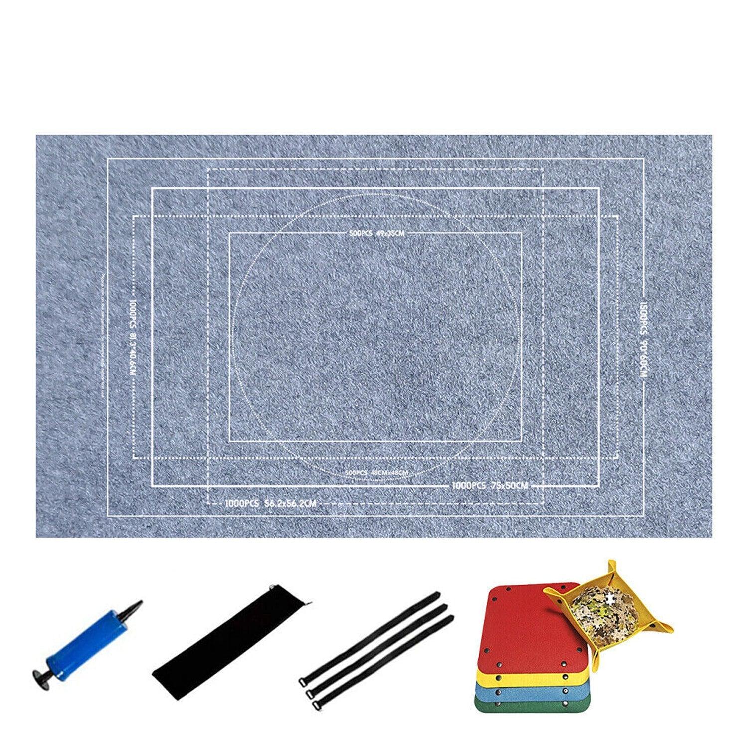 Jigsaw Puzzle Roll Up Mat Felt Large Storage Pad with Inflator Tool
