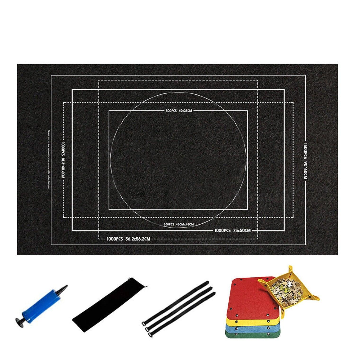 Jigsaw Puzzle Roll Up Mat Felt Large Storage Pad with Inflator Tool