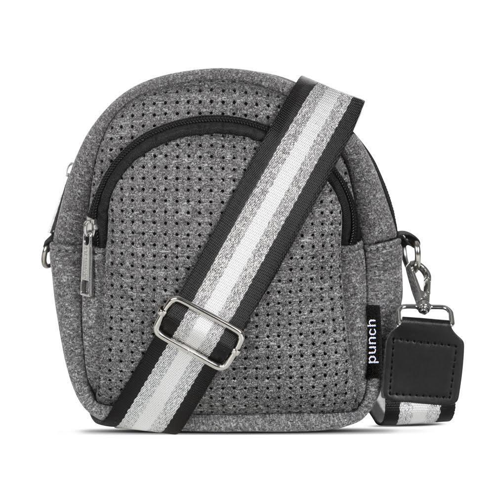 Punch Neoprene Rounded Women's Travel Bag Handbag w Crossbody Strap Marl Grey