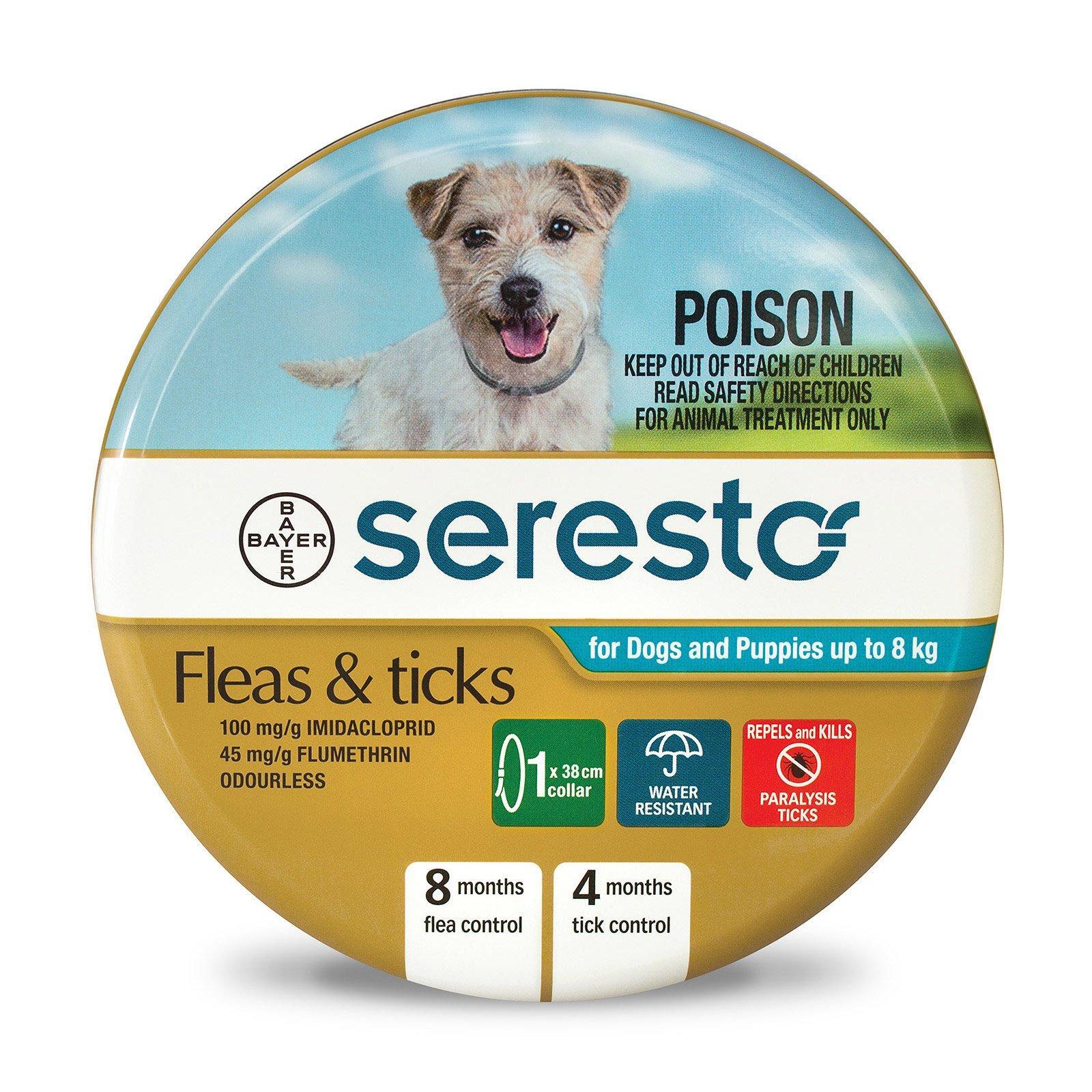 Seresto flea and tick collar for dogs Under 8 Kg 2 Pieces BLUE