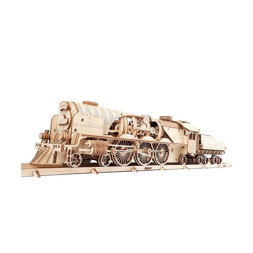 Made in Ukraine UGears Wooden Puzzle V-Express Steam Train With Tender Model Kit