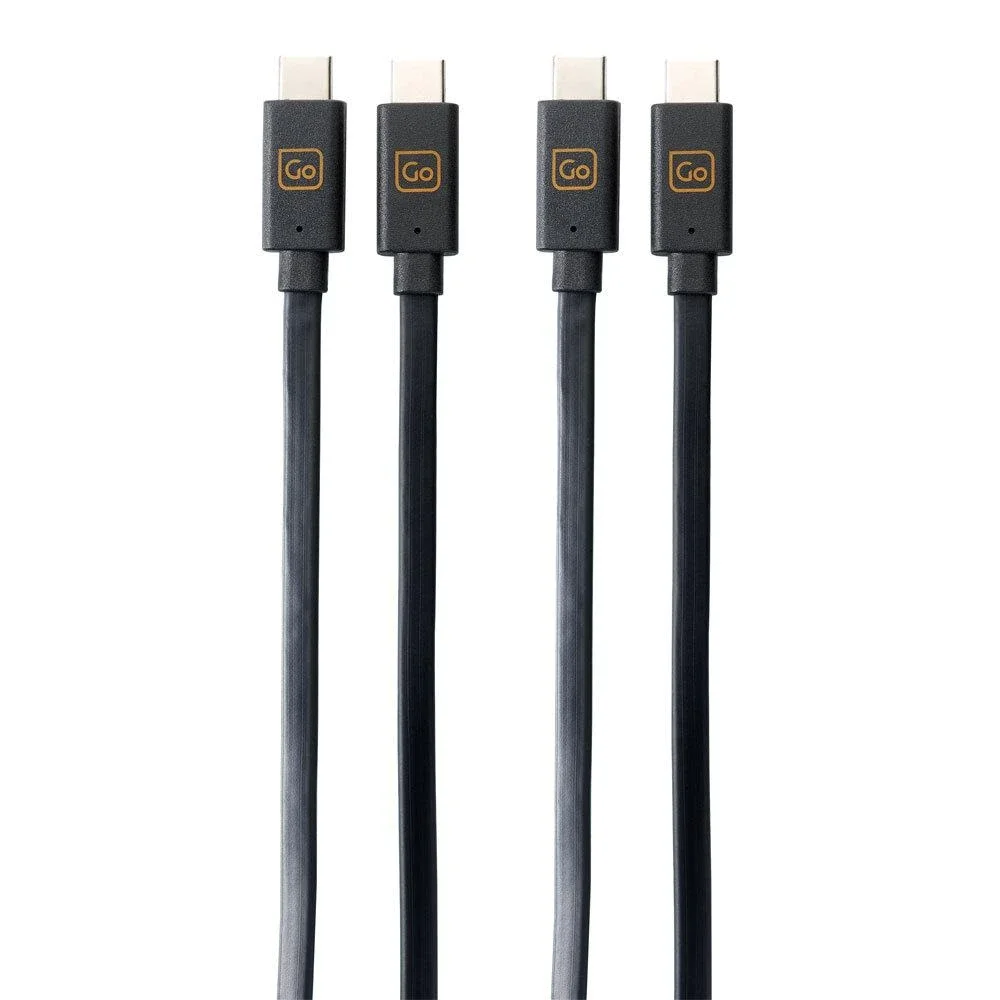 2PK Go Travel Dual USB-C Cable Data Sync Connector for LG/Samsung Galaxy S9+ BLK