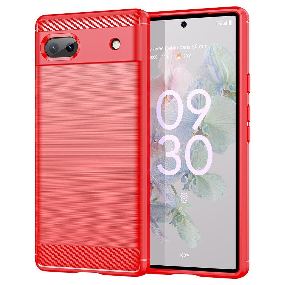 MCC Slim Google Pixel 6a 5G Shockproof Soft Carbon Case Cover Skin [Red]