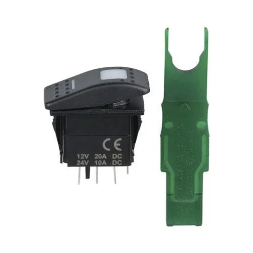 Powertech SPDT Dual Rocker Switch with Labels and Cover - Blue