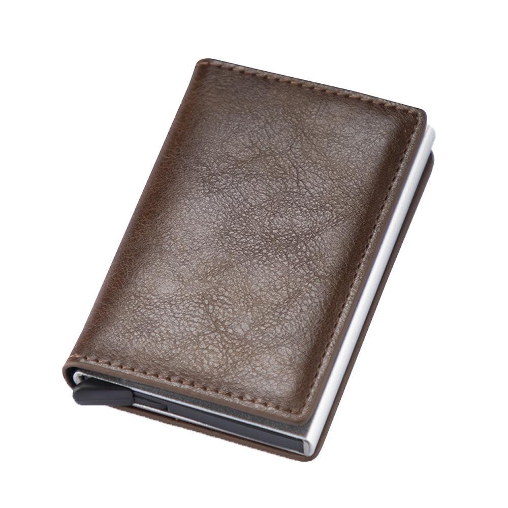 RFID Blocking Wallet PU Leather Credit Card Holder for Men Coffee