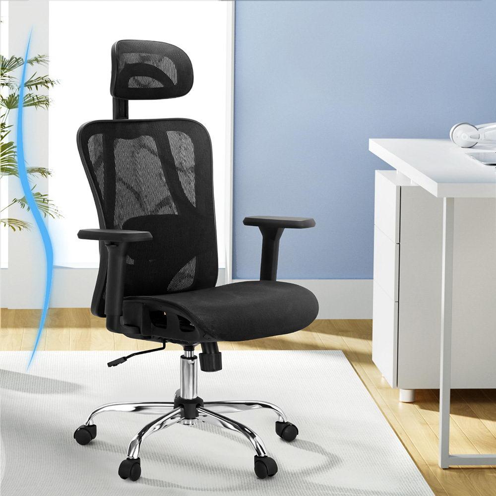 Artiss Ergonomic Office Chair Recline with 3D Armrests and Headrest Black