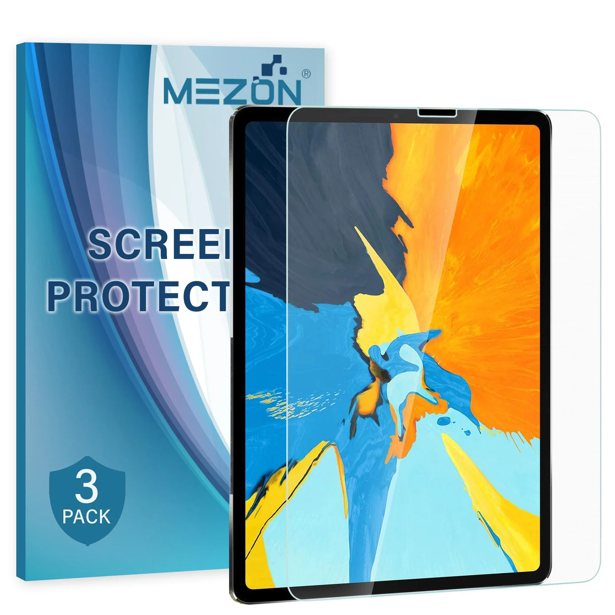 [Set of 3] Apple iPad Pro 11" 2018 Ultra Clear Film Screen Protector by MEZON – Face ID Compatible, Case and Pencil Friendly (iPad Pro 11", Clear)
