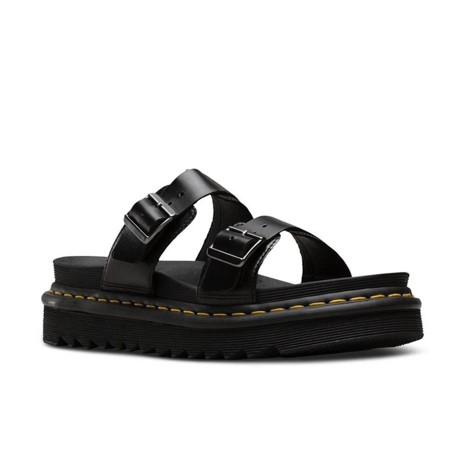 Dr. Martens Womens Myles Slides Leather Sandals Flip Flops Docs Martins Dr - Black - UK 10