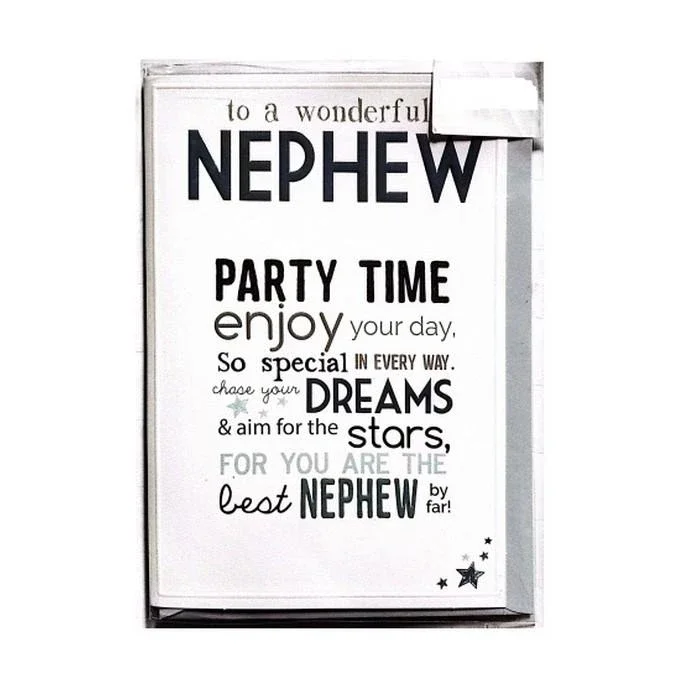 Gemma International To A Wonderful Nephew Greetings Card (Black/White) (One Size)