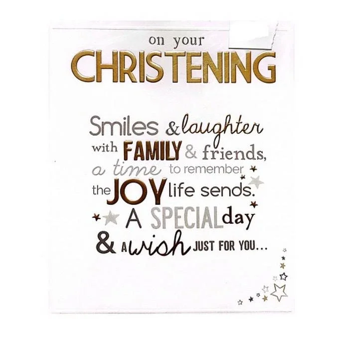 On Your Christening Greetings Card (White/Grey/Gold) (One Size)