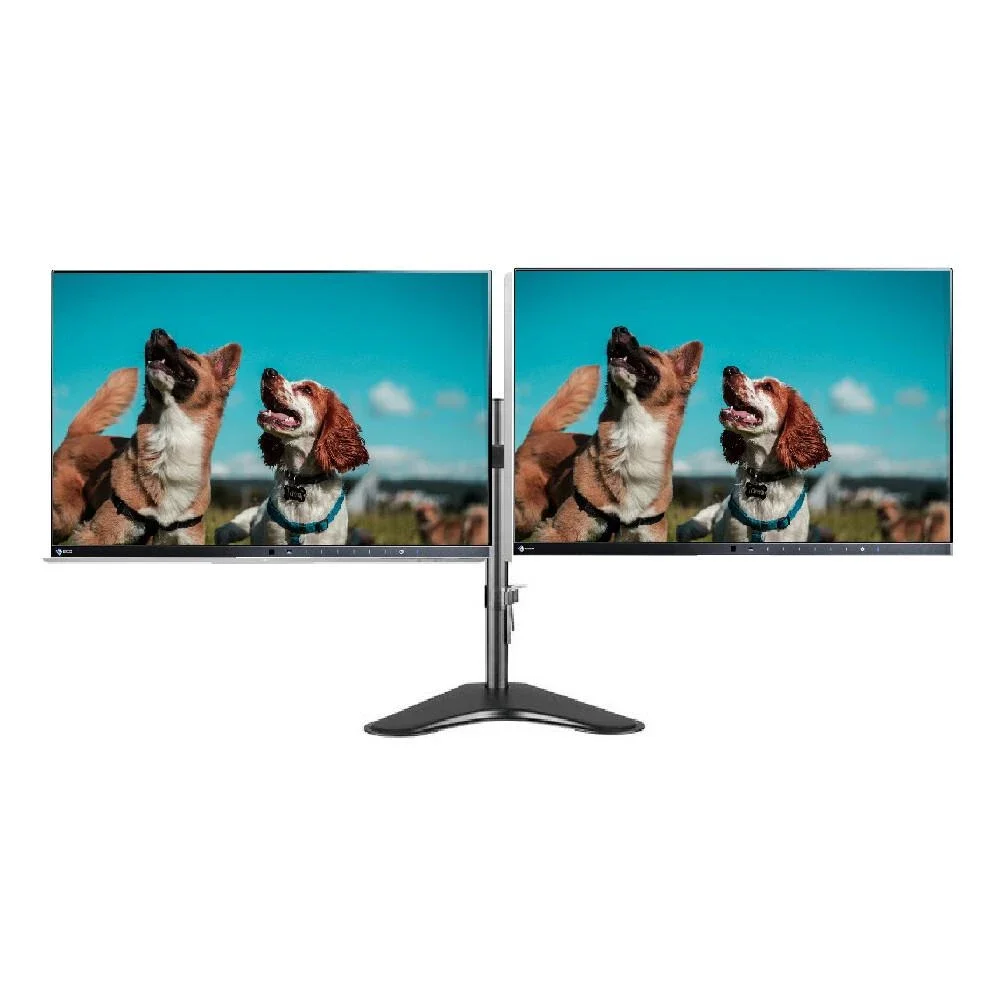 Dual EIZO EV2450 FlexScan 23.8" FHD Slim Frameless PC Monitor Display + Articulating Mount Stand | Refurbished (Grade A)