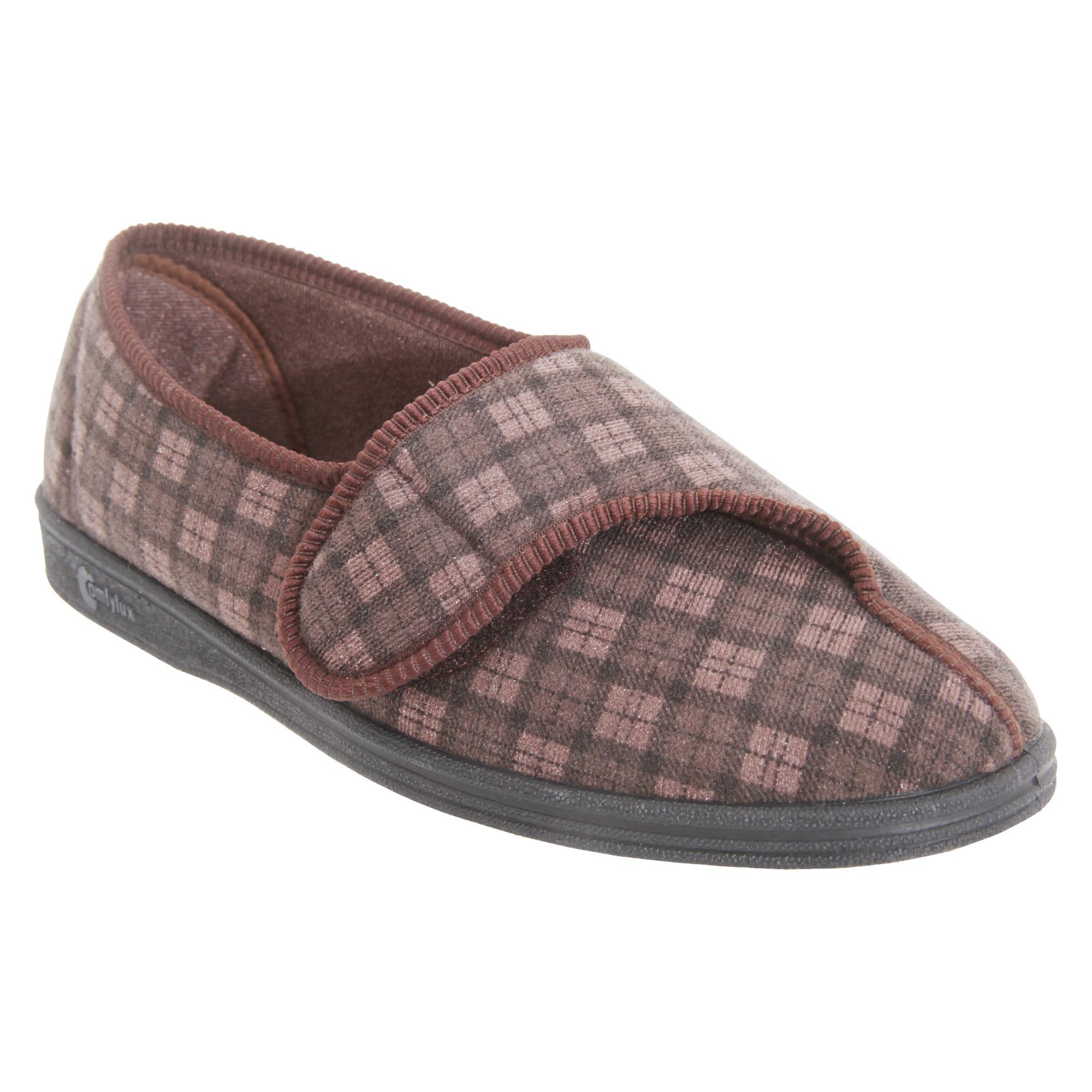 Comfylux Mens Paul Check Slippers (Dark Brown) (11 UK)