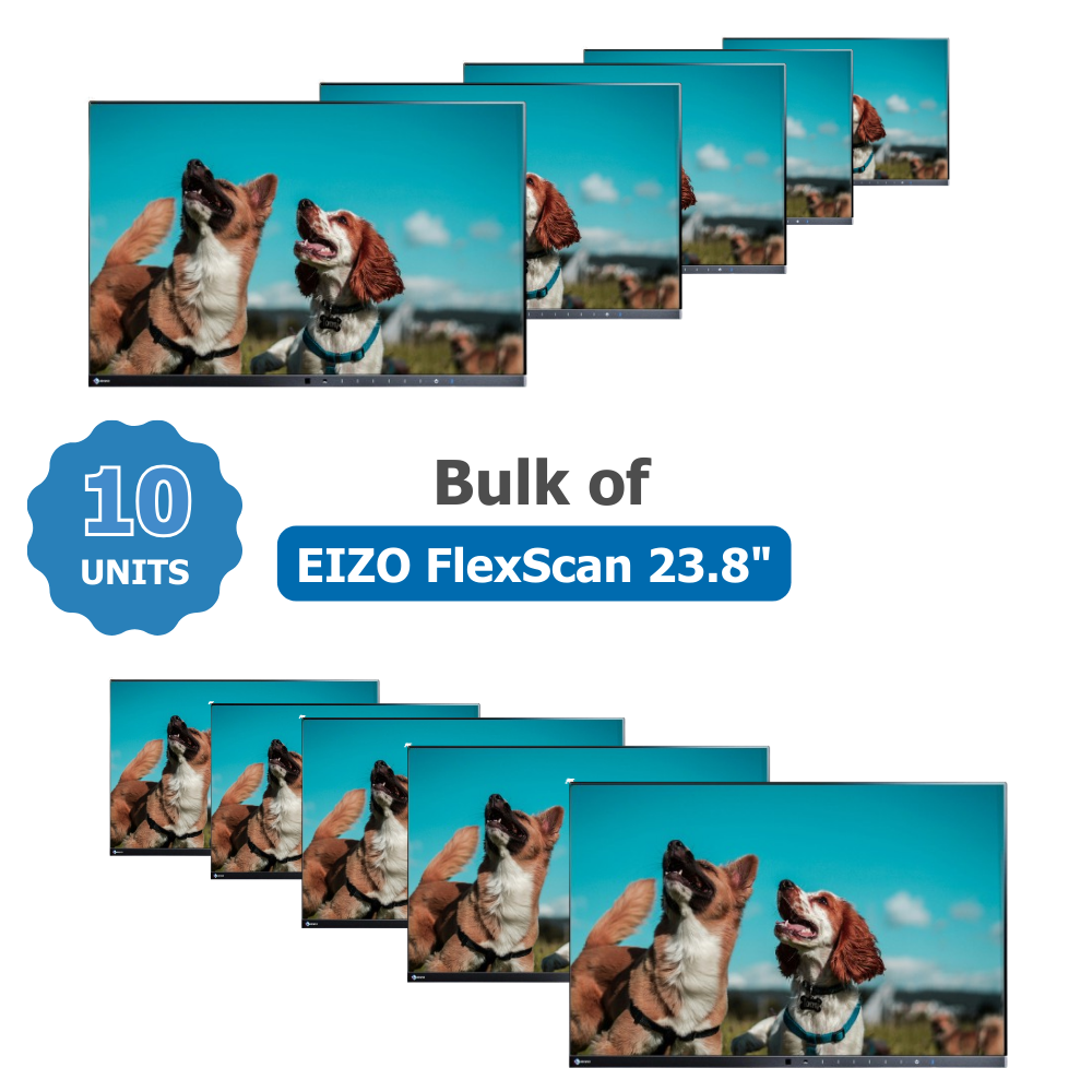 Bulk of 10x EIZO EV2450 FlexScan 23.8" Full HD Slim Frameless PC Monitor Display (NO STAND) | Refurbished (Grade A)