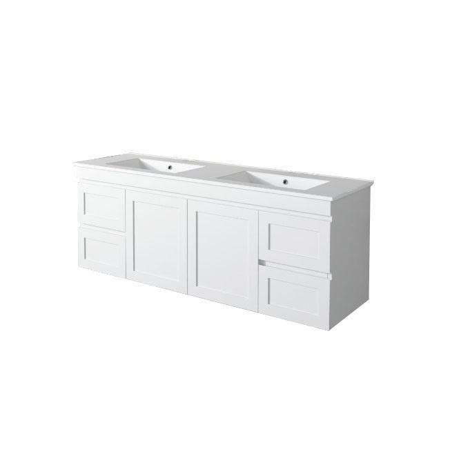 1500mm Double Hawaii Matt White Shaker Plywood Vanity Only