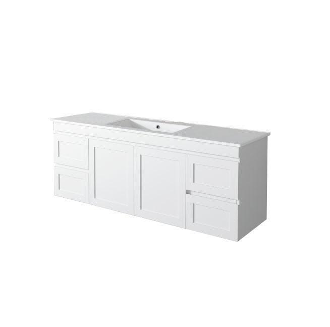 1500mm Single Hawaii Matt White Shaker Plywood Vanity Only