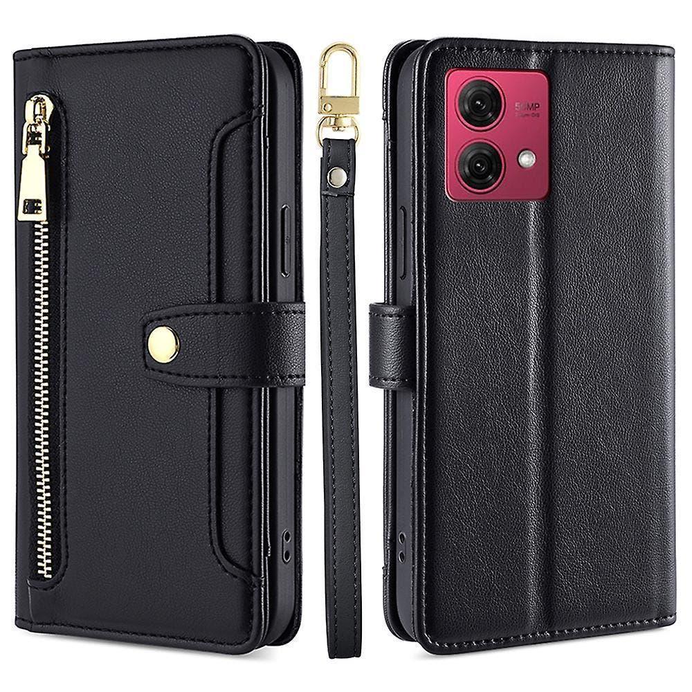 For Motorola Moto G84 5g Case Zipper Wallet Multifunction Phone Cover With 2 Straps