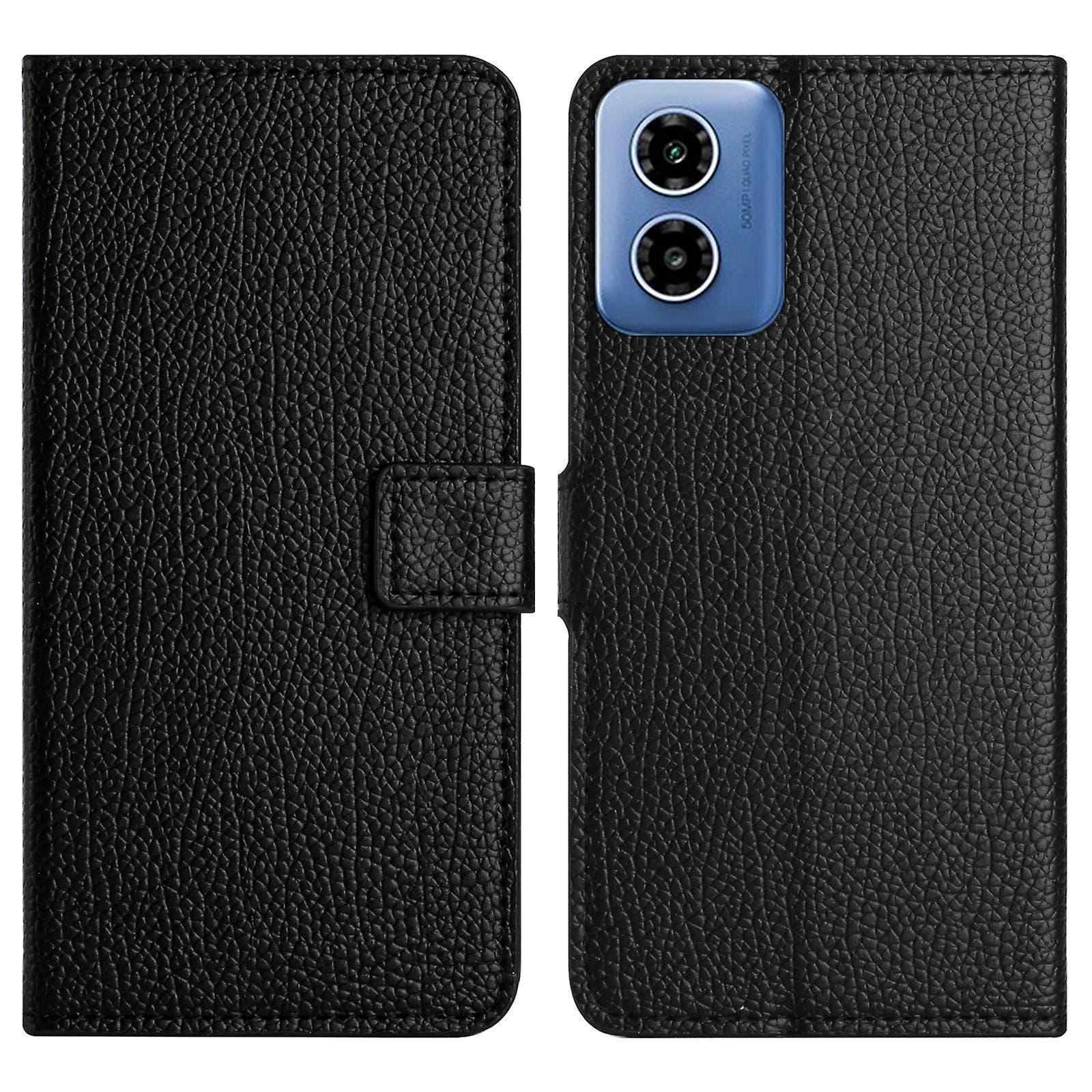 For Motorola Moto G04 4G Case Litchi Texture Phone Cover PU Leather Stand Wallet