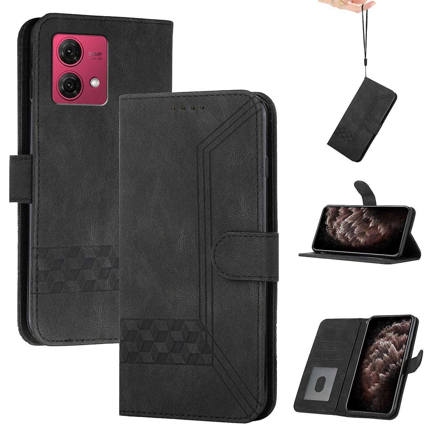 YX0010 Series Leather Case for Motorola Moto G84 5G Stand Wallet Rhombus Line