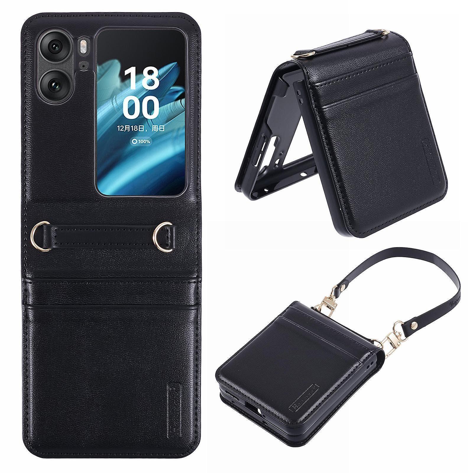 Leather Phone Case For Oppo Find N2 Flip 5g, With Card Holder