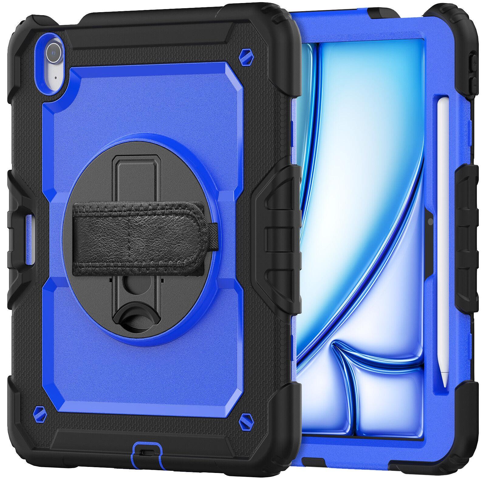 For Apple iPad Air 11 - inch (M2) 2024 Rotatable Kickstand Survivor Case Cover - Crystal Blue