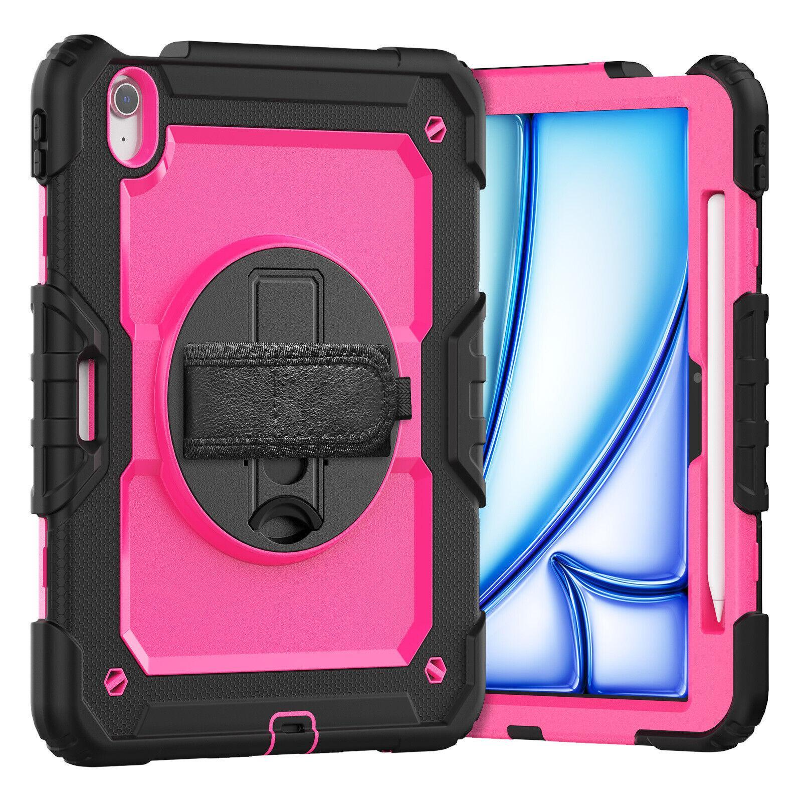 For Apple iPad Air 11 - inch (M2) 2024 Rotatable Kickstand Survivor Case Cover - Crystal Pink