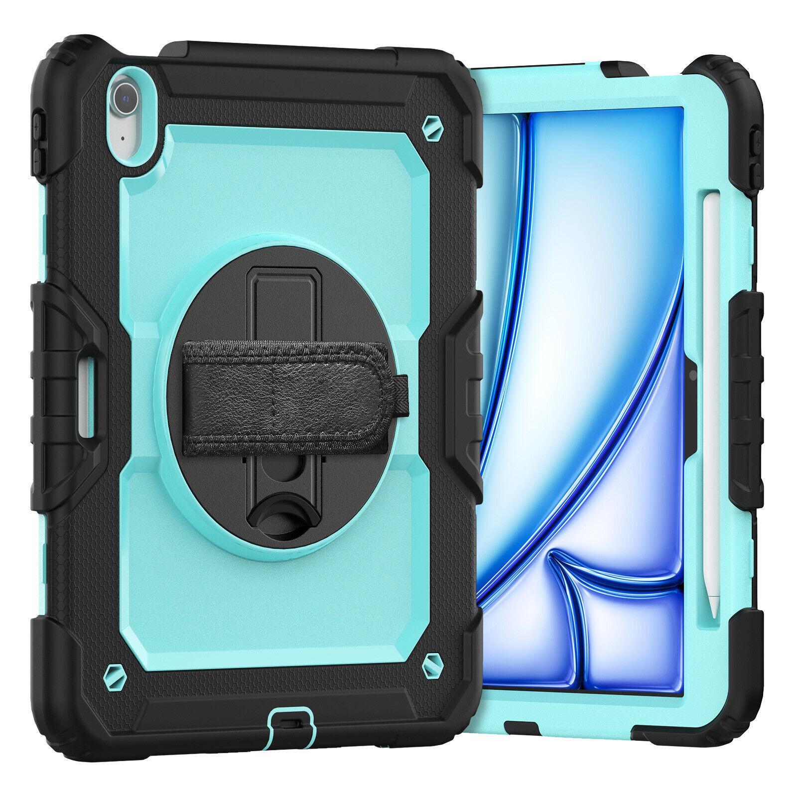 For Apple iPad Air 11 - inch (M2) 2024 Rotatable Kickstand Survivor Case Cover - Sky Blue