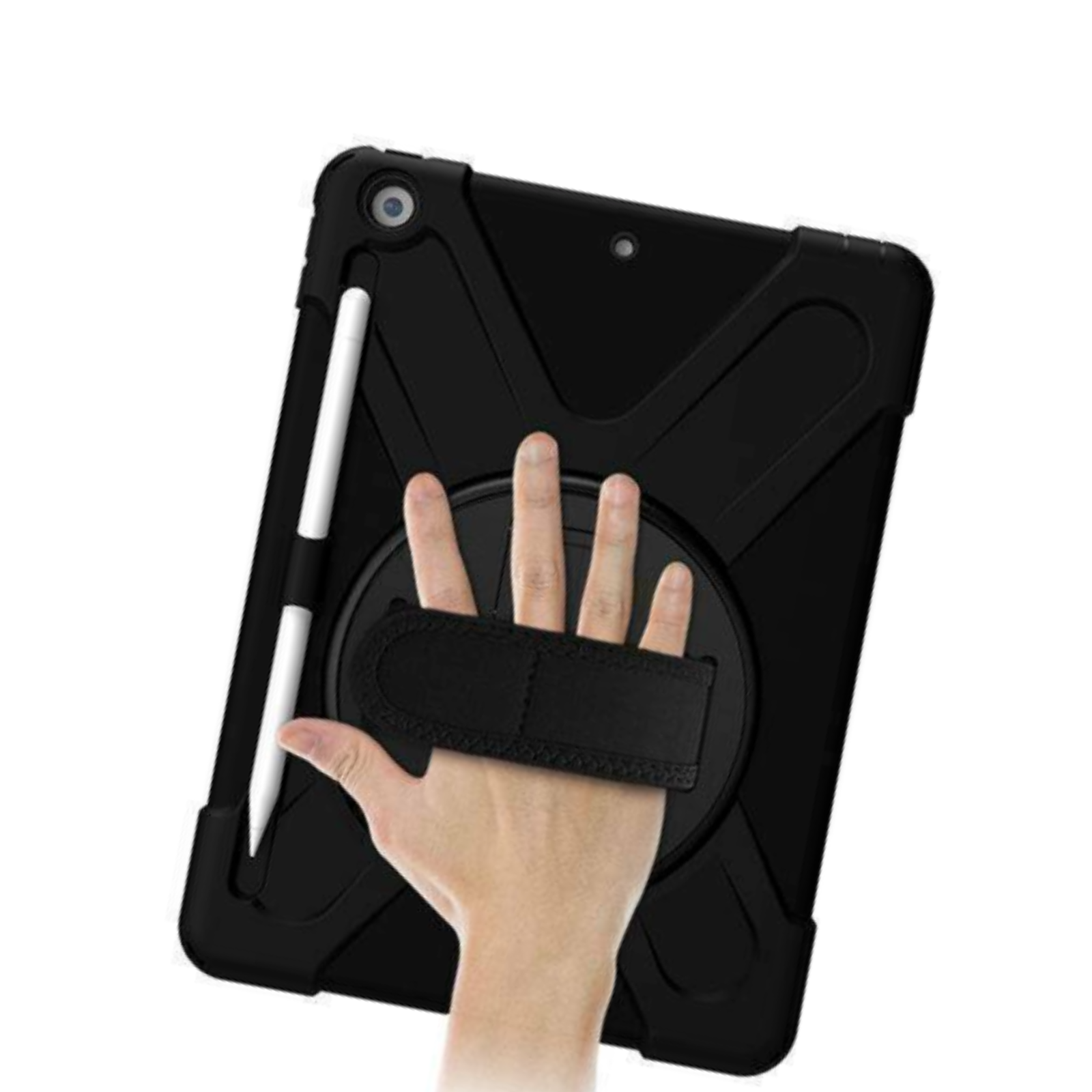 StylePro, iPad Pro 11inch 2024/2025 shockproof case with hand strap & rotating stand, black