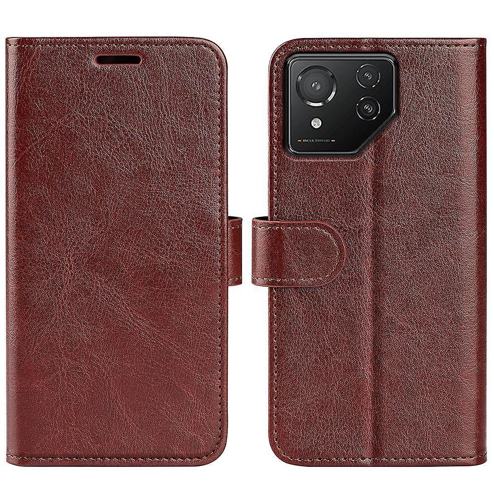 For Asus ROG Phone 8 5G/ 8 Pro 5G Case Crazy Horse Texture Leather Flip Phone Back Cover - Brown