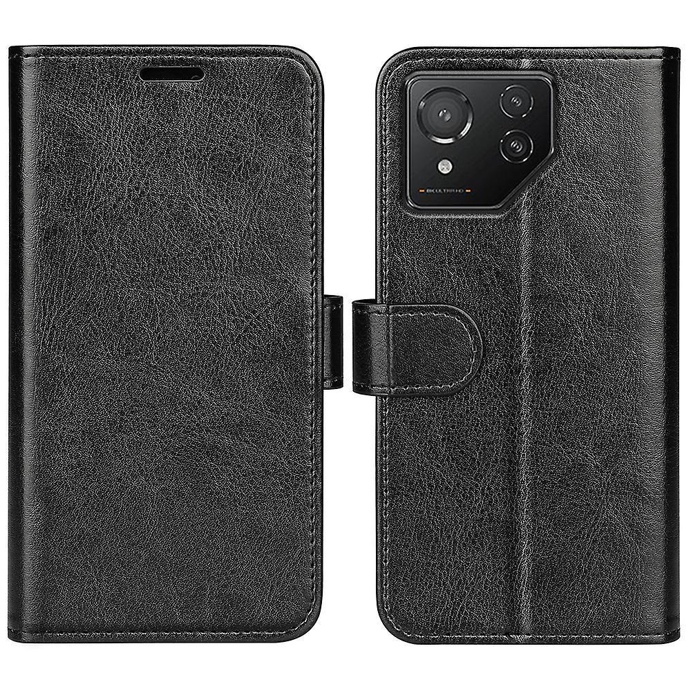 For Asus ROG Phone 8 5G/ 8 Pro 5G Case Crazy Horse Texture Leather Flip Phone Back Cover - Black