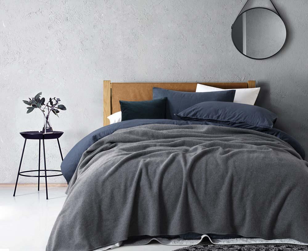 Grey Wool Blanket - King Bed