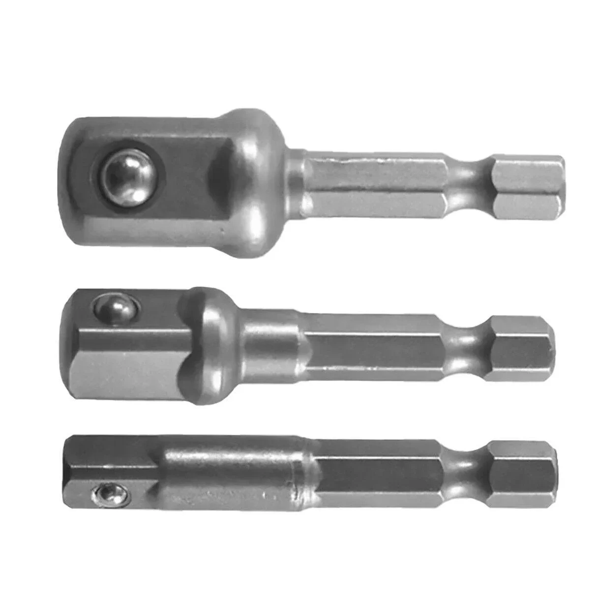 3pcs Chuck Socket Adapter Set Hex Shank to 1/4" 3/8" 1/2" Impact Driver Drill - Durable High-Strength Steel, Broad Compatibility for Home, Auto, Construction, and DIY Projects