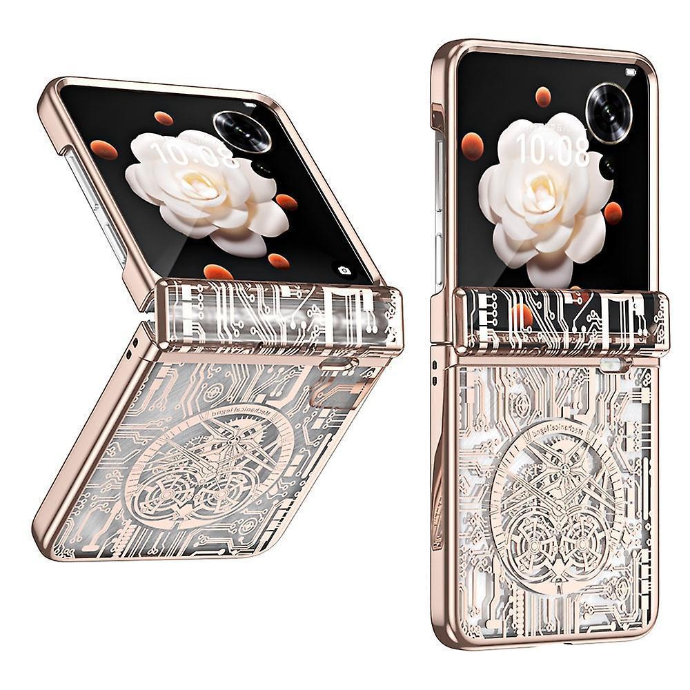 For Honor Magic V Flip 5G Case Mechanical Legend Electroplating PC Phone Cover - Rose Gold