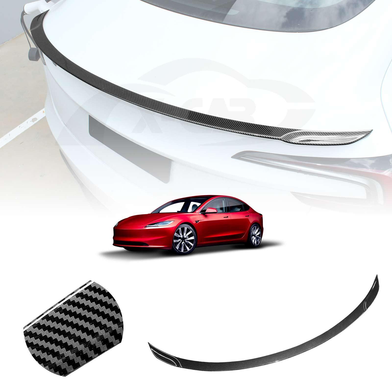 Sporty Carbon Fiber Style Spoiler for Tesla Model 3 Highland 2023-Onwards Rear Trunk Wing Lip Tail Performance Upgrade