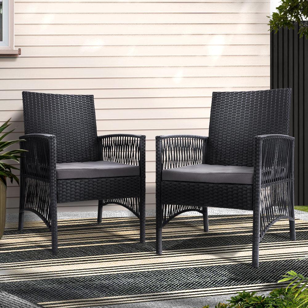 Gardeon 2PC Outdoor Dining Chairs Patio Furniture Wicker Lounge Chair Garden