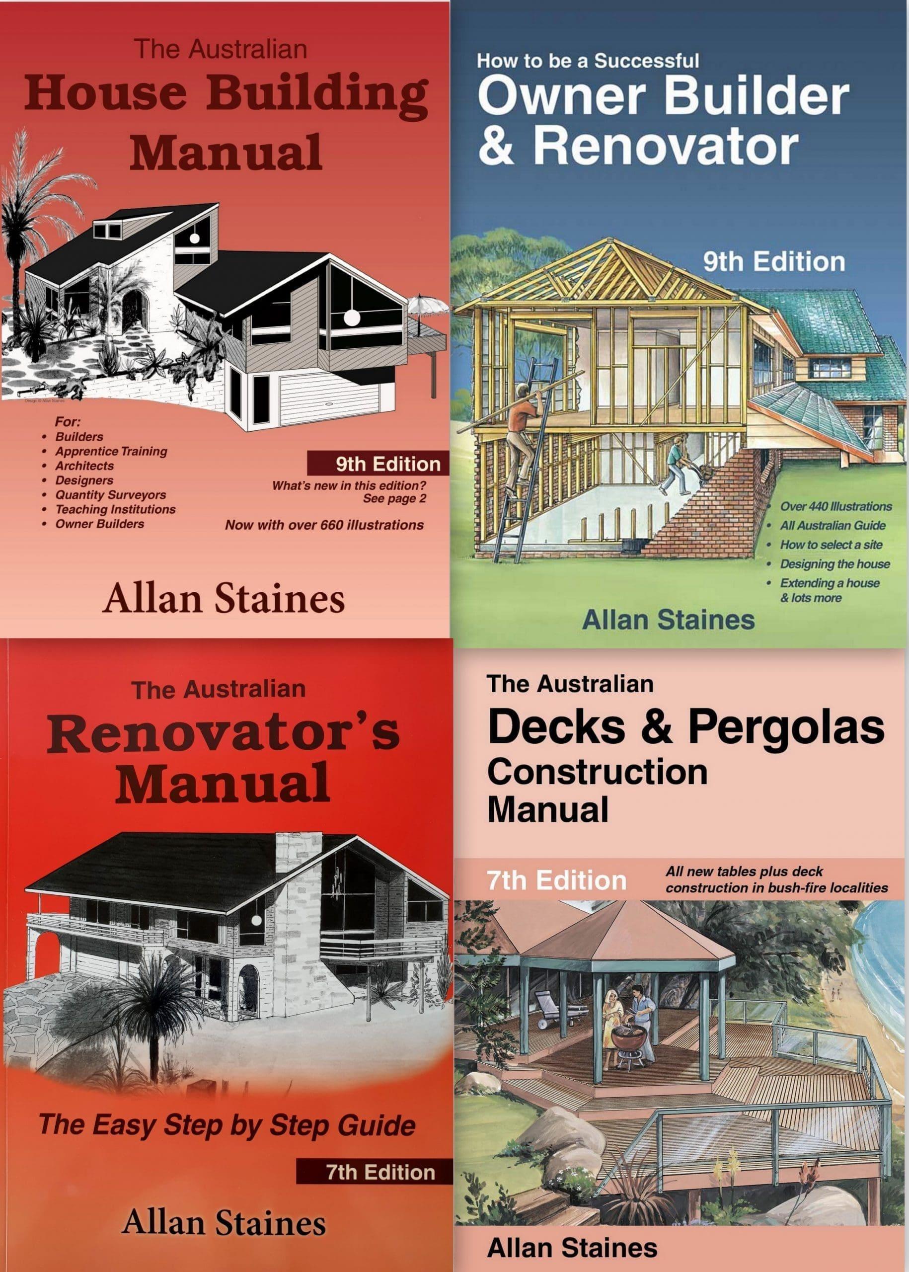 House Building Manual, Successful Owner Builder, Renovator Manual, Decks & Pergolas