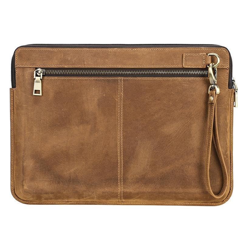 14.2 Inch Leather Laptop Sleeve for Macbook Pro - Black - Brown