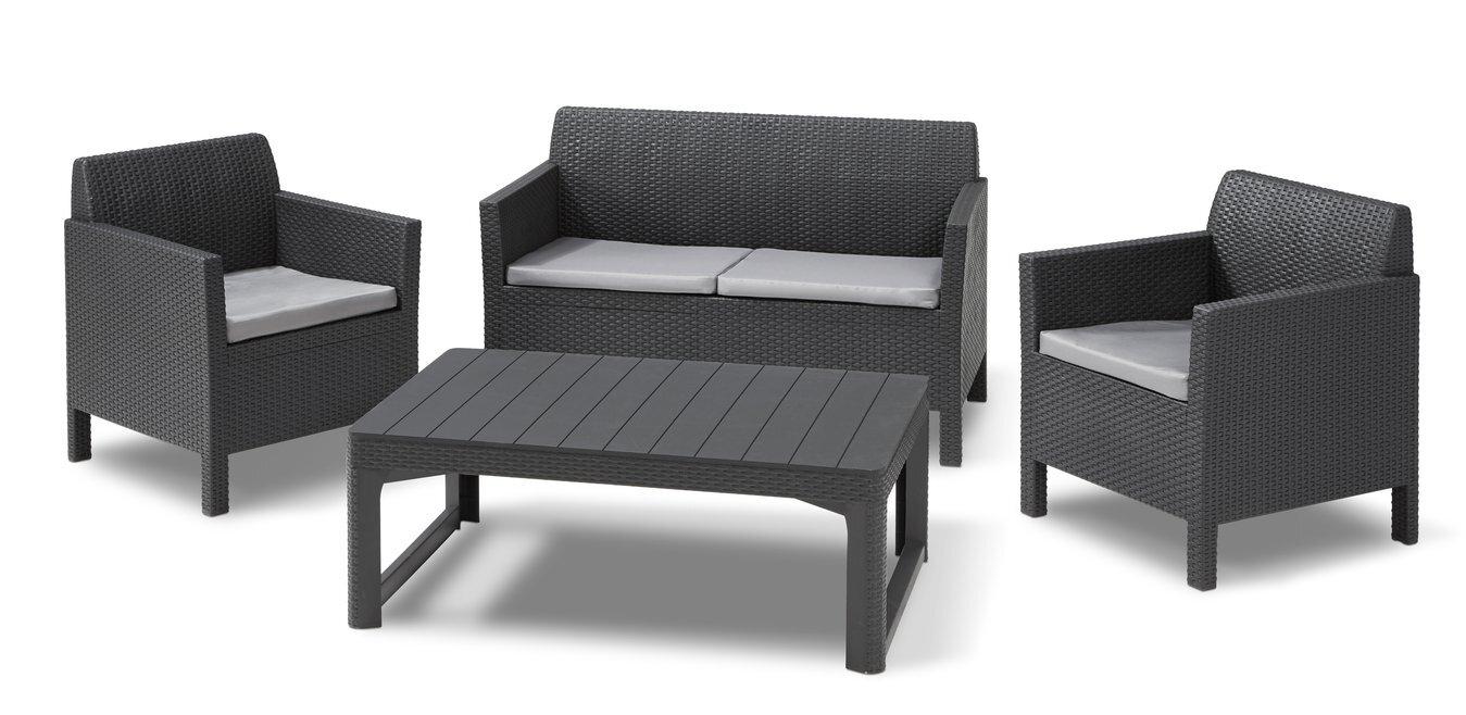 Keter Orlando Outdoor Patio Furniture Set with Adjustable Coffee Table