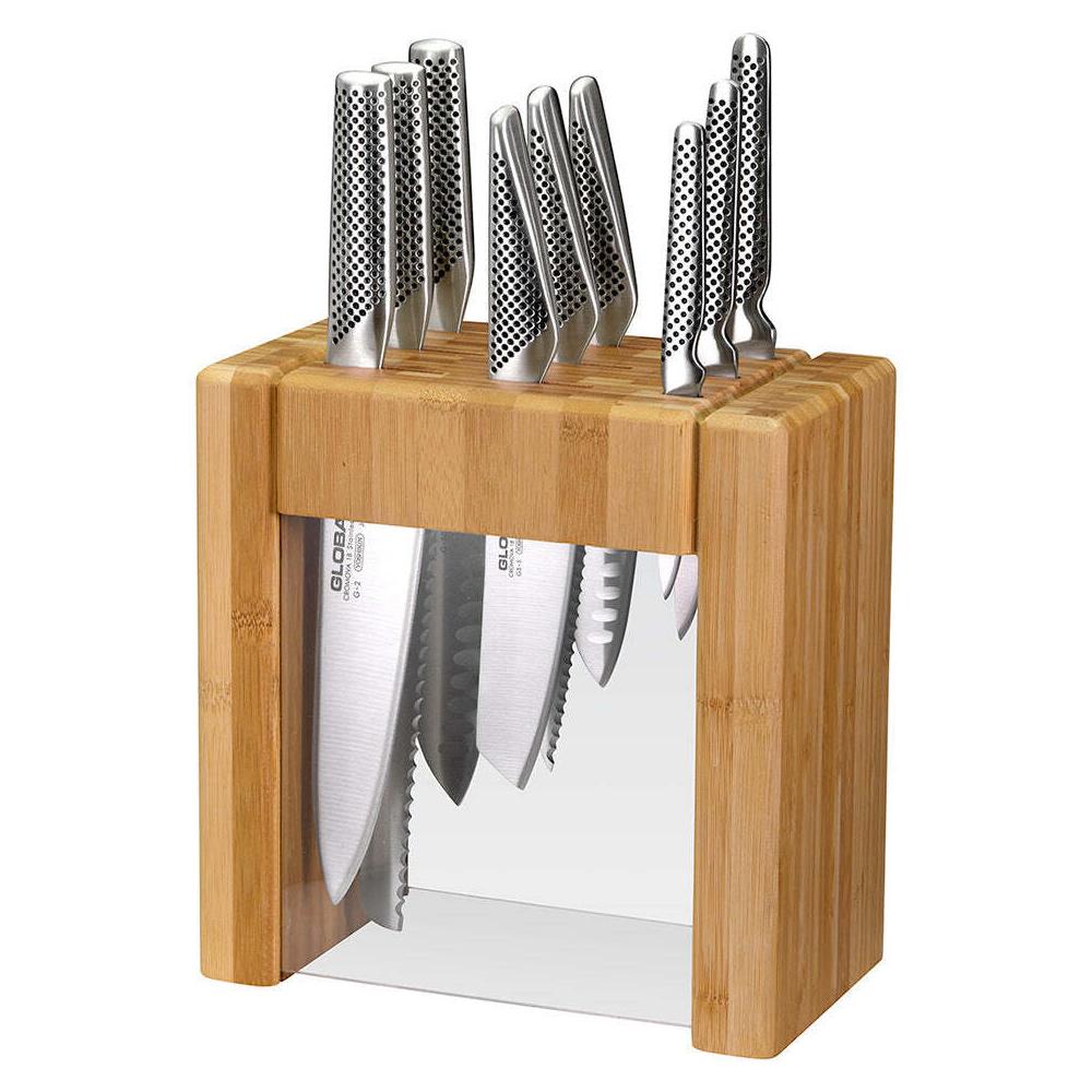 10pc Global Ikasu Stainless Steel Paring/Vegetable Knife w/ Storage Block Set