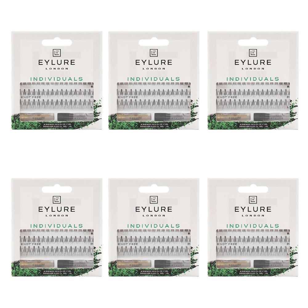 6x Eylure London Knot Free Lashes Extension Individuals w/ Glue & Remover Set
