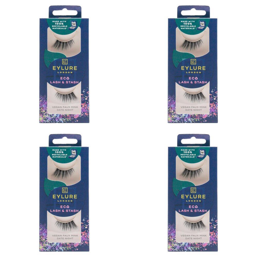 4x Eylure London Lash & Stash Vegan Faux Mink Date Night Lashes False Eyelash