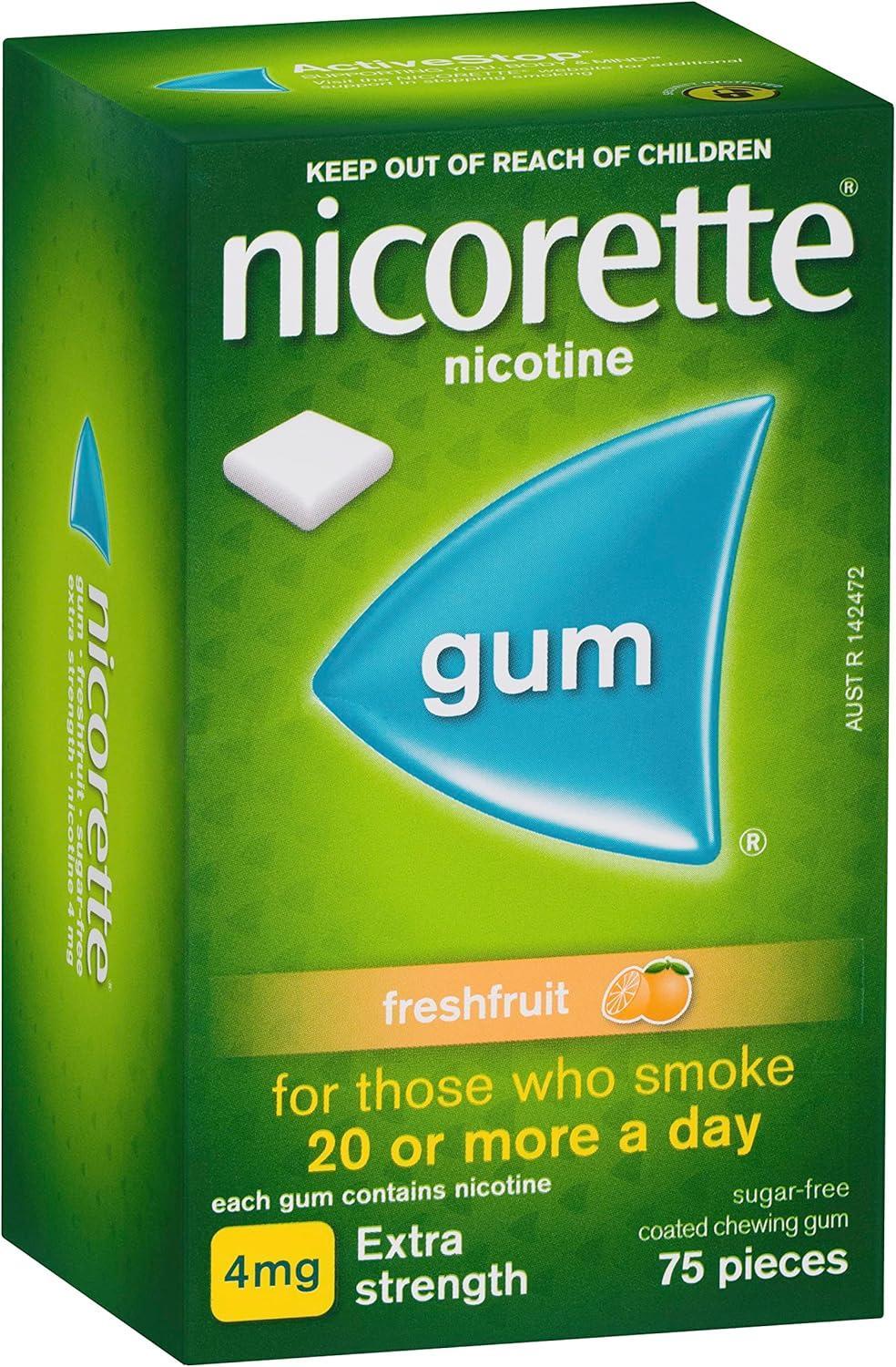 Nicorette Gum 4mg Fresh Fruit 75 Pieces